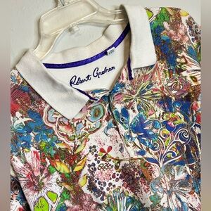Robert Graham Men’s 2XL Short Sleeve Polo Cotton Multicolor Floral Shirt